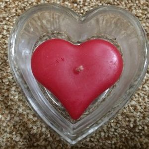 Clear GLASS HEART Trinket Candy dish